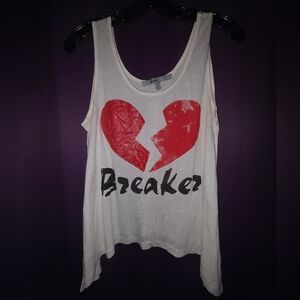 Yom Yom Vintage Heartbreaker Graphic Tank Top - White and Red